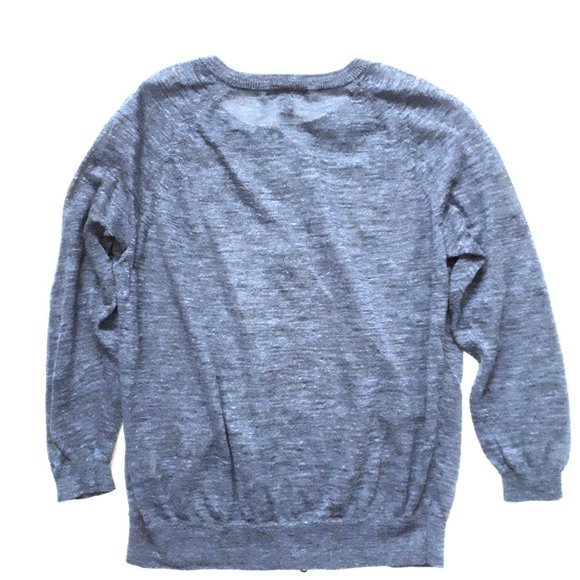 J Crew Blue Linen Blend Zip Up Sweater Top - Picture 3 of 6